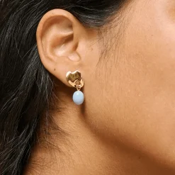 Enamel Aida Earrings - Forgyldt m. Blå Emalje - E383G-SteelBlue