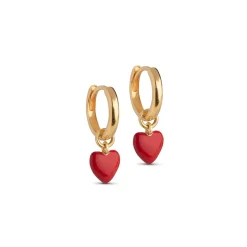 Enamel Amore Hoops Red Heart - E376G-Red