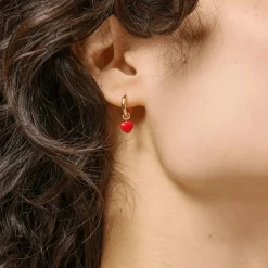 Enamel Amore Hoops Red Heart - E376G-Red