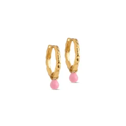 Enamel Belle Forgyldt Hoops - E245GM Light Pink