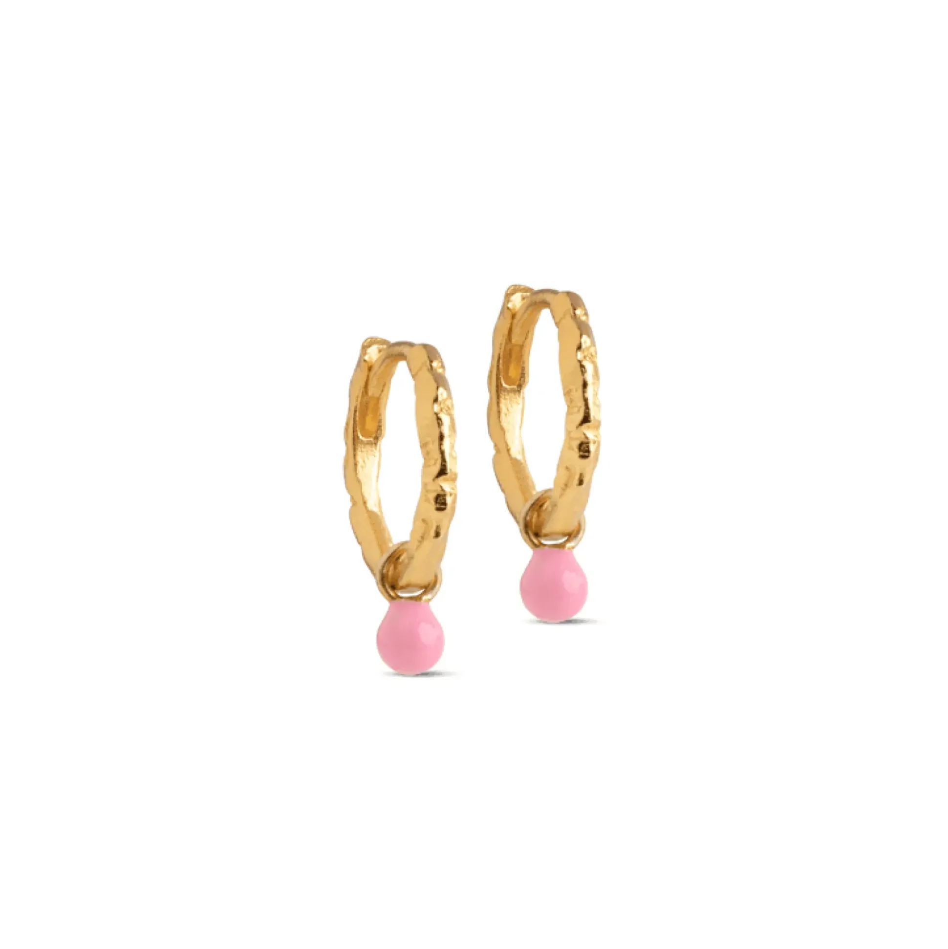 Enamel Belle Forgyldt Hoops - E245GM Light Pink