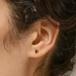 Enamel Heart Studs Forgyldt - Hjerte Ørestikker - E373GM