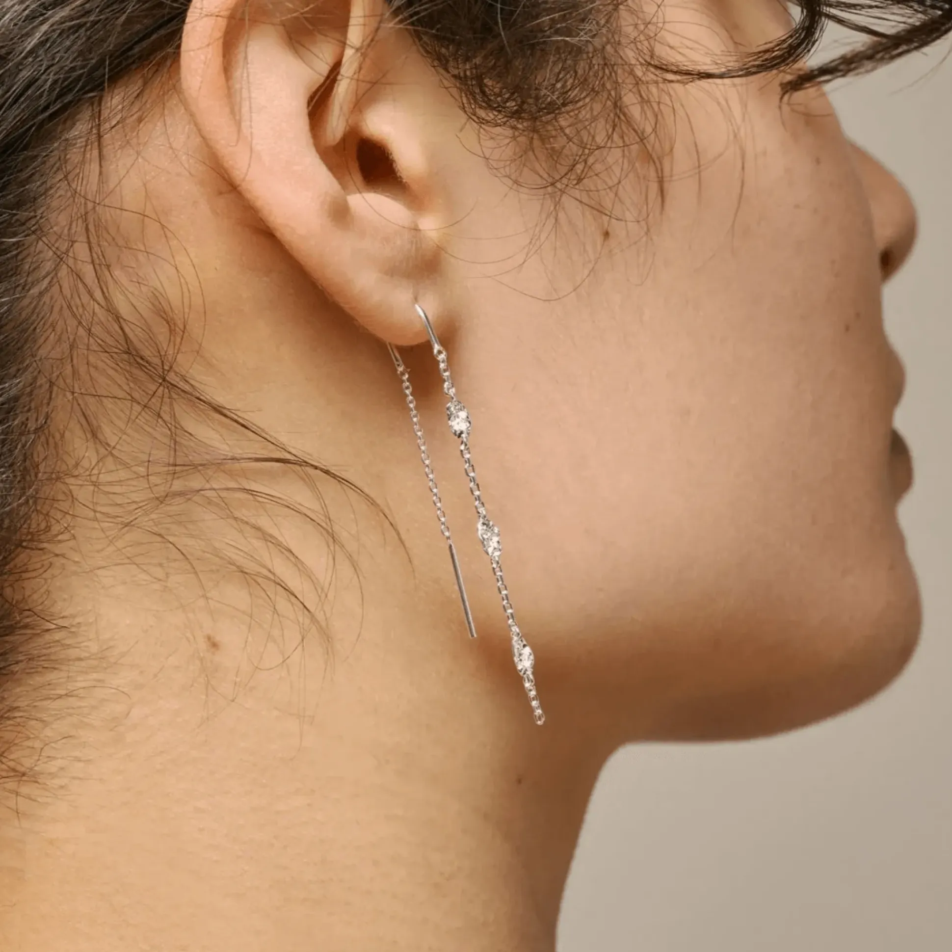 Enamel Kia Earrings - Sølv Kædeøreringe - E369SM