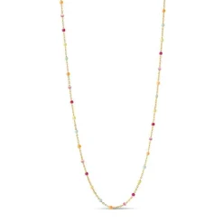 Enamel Lola Forgyldt Halskæde -  N55G Rainbow