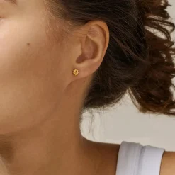 Enamel Organic Clover Små Firekløver Ørestikker i Forgyldt