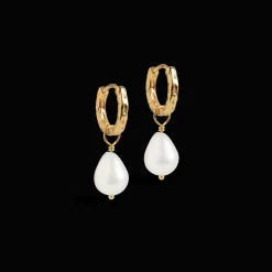 Enamel Significant Pearl Hoop - E324GM