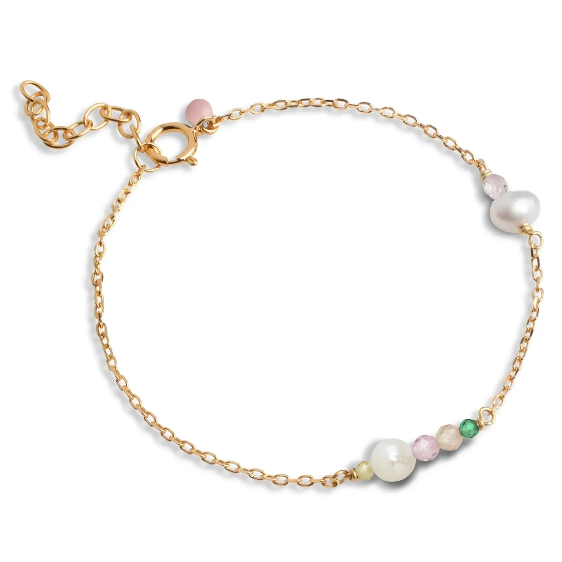 Enamel Sofia Bracelet - Armbånd Med Perler - B136GM-LightPink