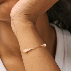 Enamel Sofia Bracelet - Armbånd Med Perler - B136GM-LightPink