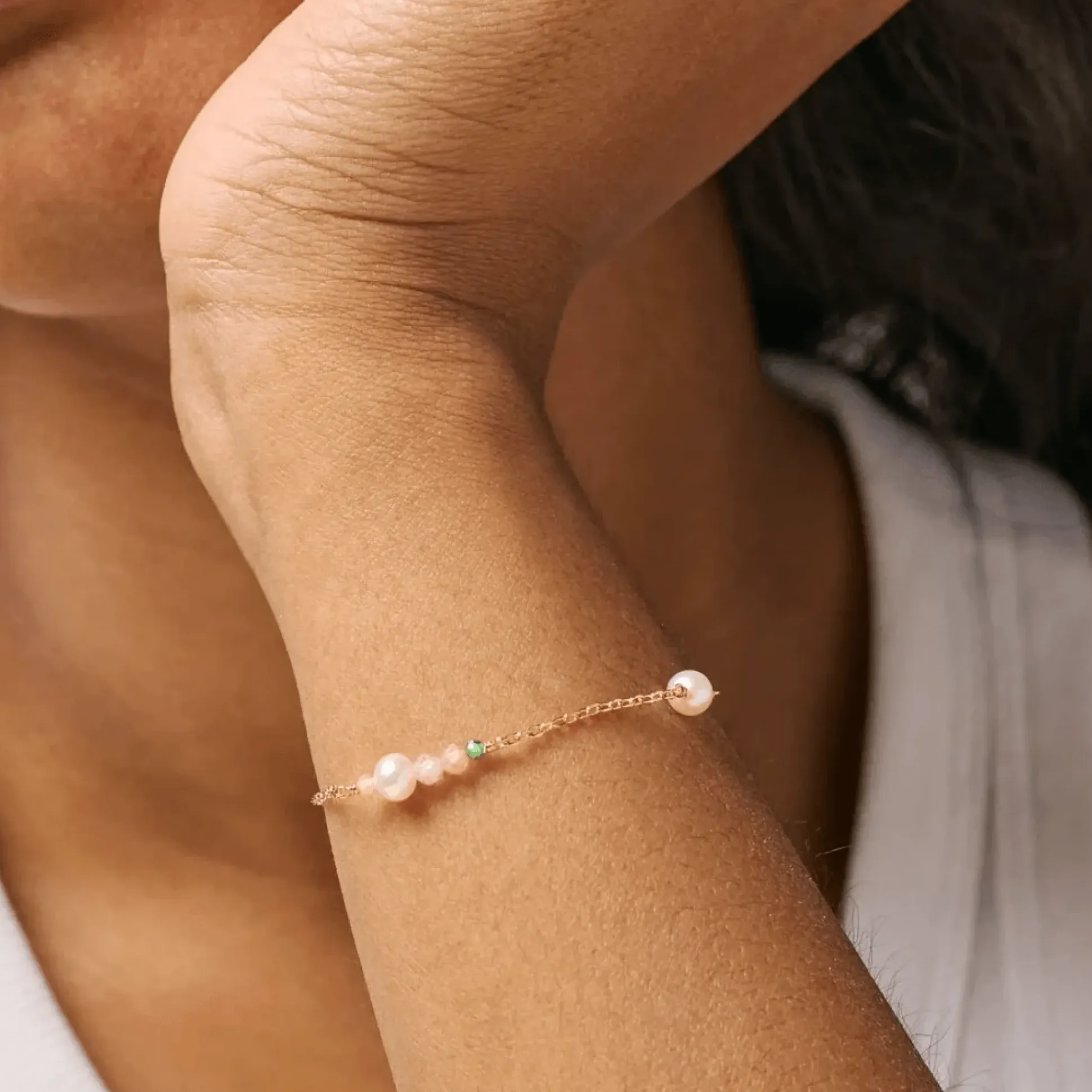 Enamel Sofia Bracelet - Armbånd Med Perler - B136GM-LightPink