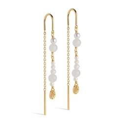 Enamel Sofia Earings White And Pearls - Kæderøreinge m. Perler - E282G-White