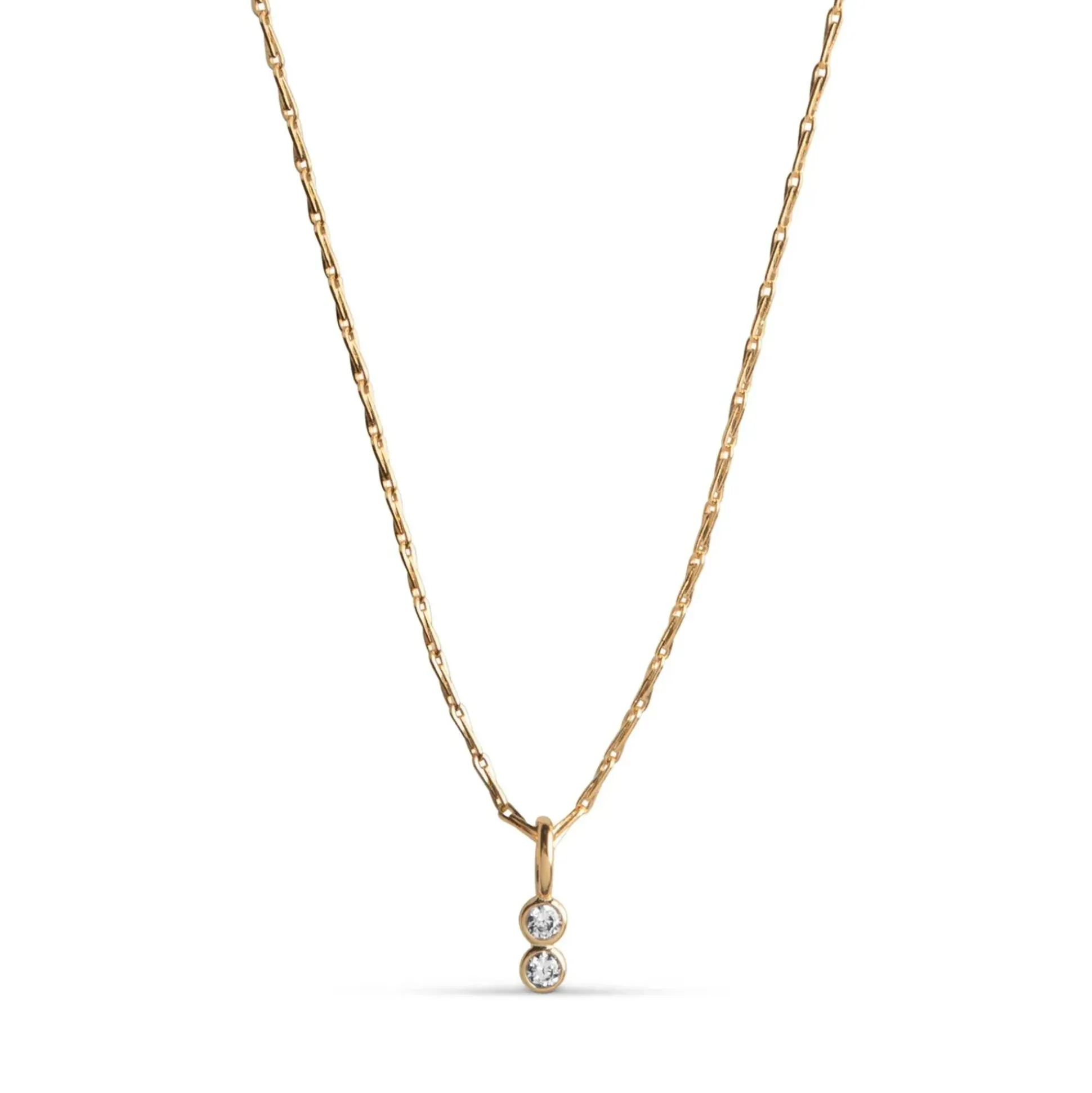 Enamel Twin Necklace - Forgyldt Halskæde Med Zirkoner - N129G