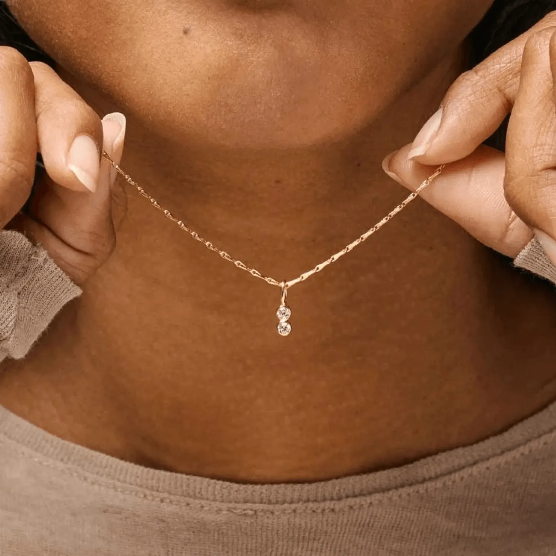 Enamel Twin Necklace - Forgyldt Halskæde Med Zirkoner - N129G
