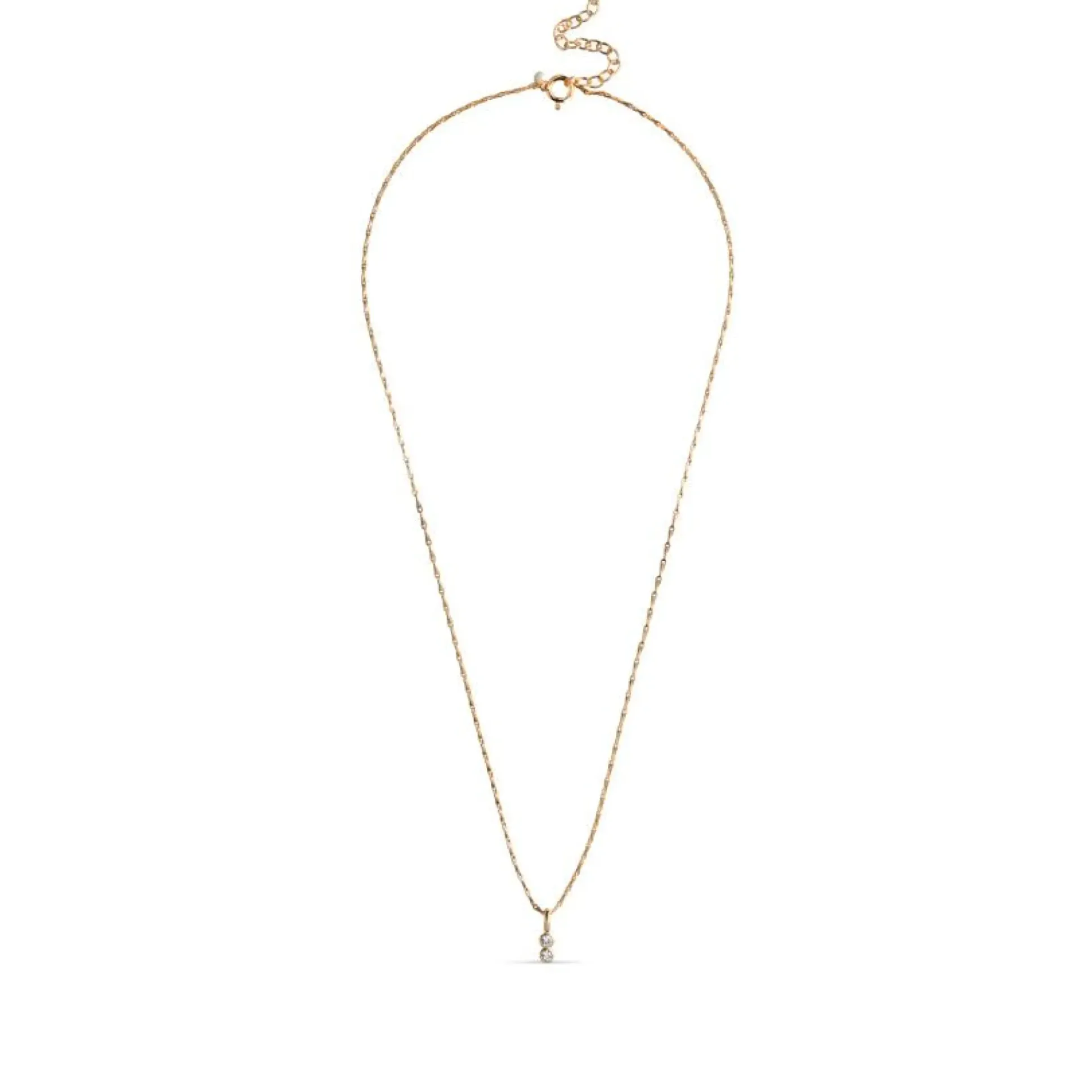 Enamel Twin Necklace - Forgyldt Halskæde Med Zirkoner - N129G