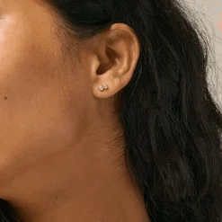 Enamel Twin Studs - Forgyldte Ørestikker Med Zirkoner - E379G