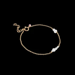 Enamel White and Pearls Forgyldt Armbånd