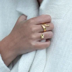 Flora Danica Græs Statement Ring - Sølv Forgyldt