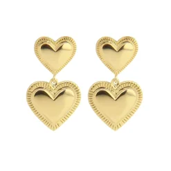 Jeberg Jewellry Rouge Noir Plain Heart Forgyldt Øreringe