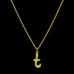 Maanesten Alphabet Letter Halskæde Forgyldt - Bogstavs Vedhæng A-Z