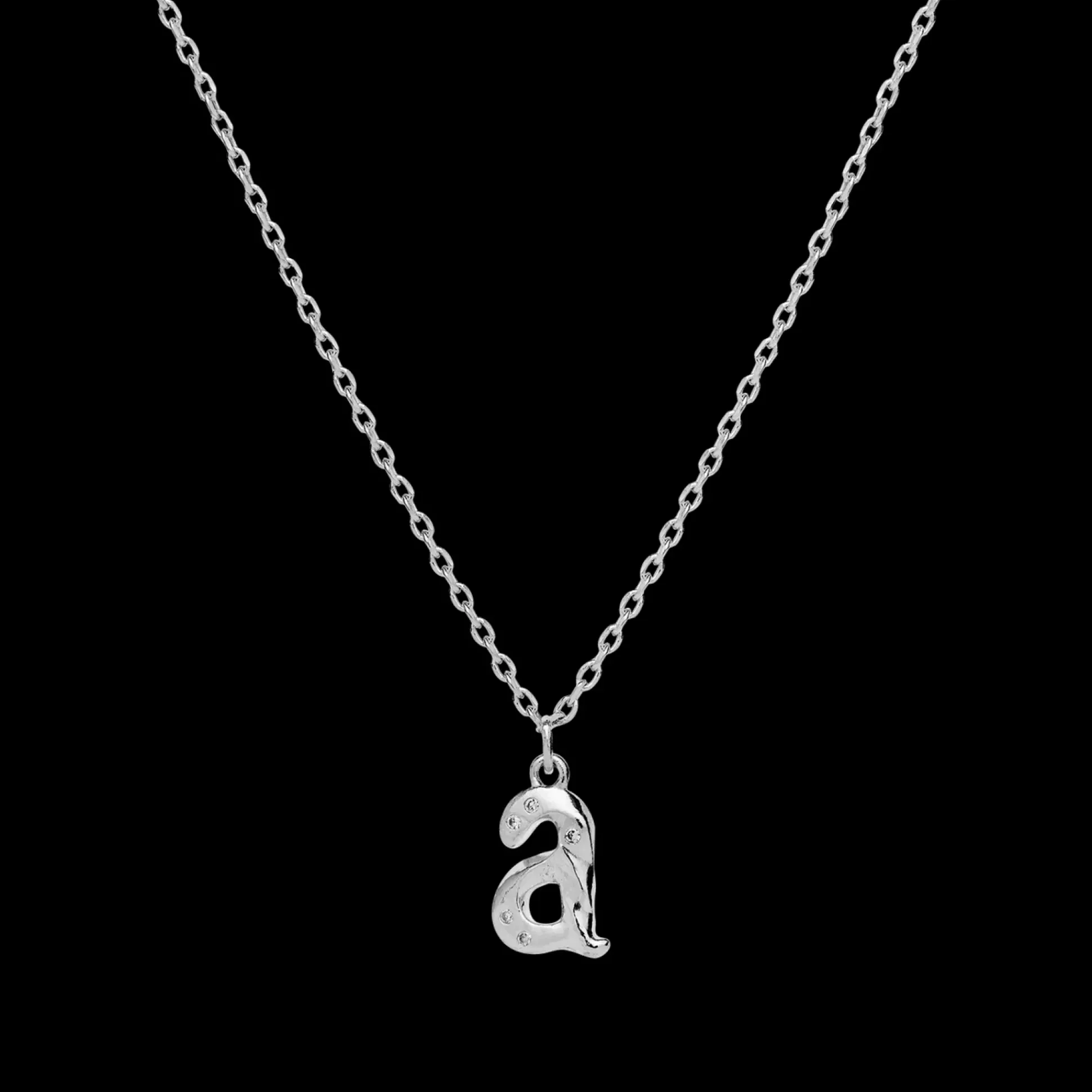 Maanesten Alphabet Letter Halskæde Sølv - Bogstavs Vedhæng A-Z