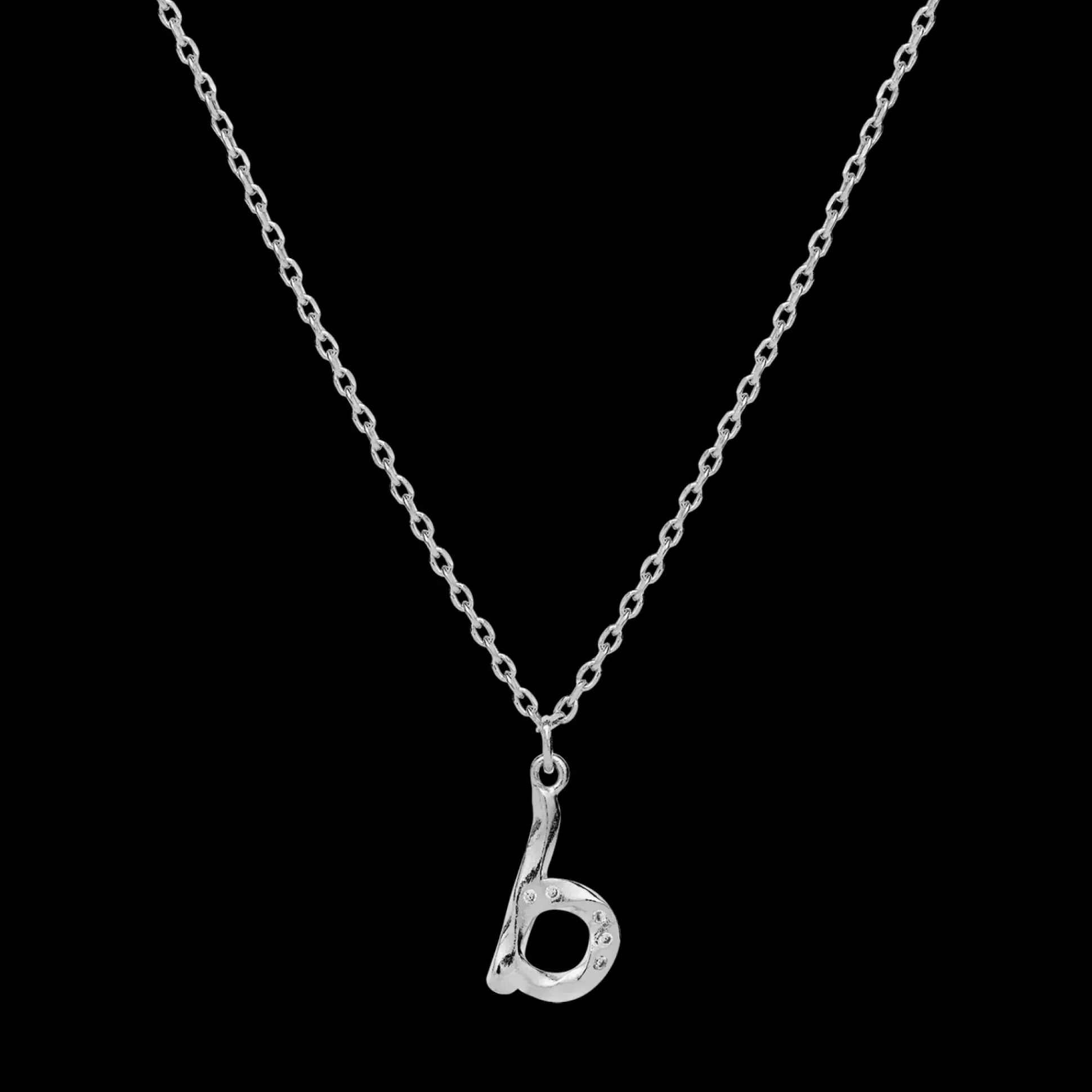 Maanesten Alphabet Letter Halskæde Sølv - Bogstavs Vedhæng A-Z