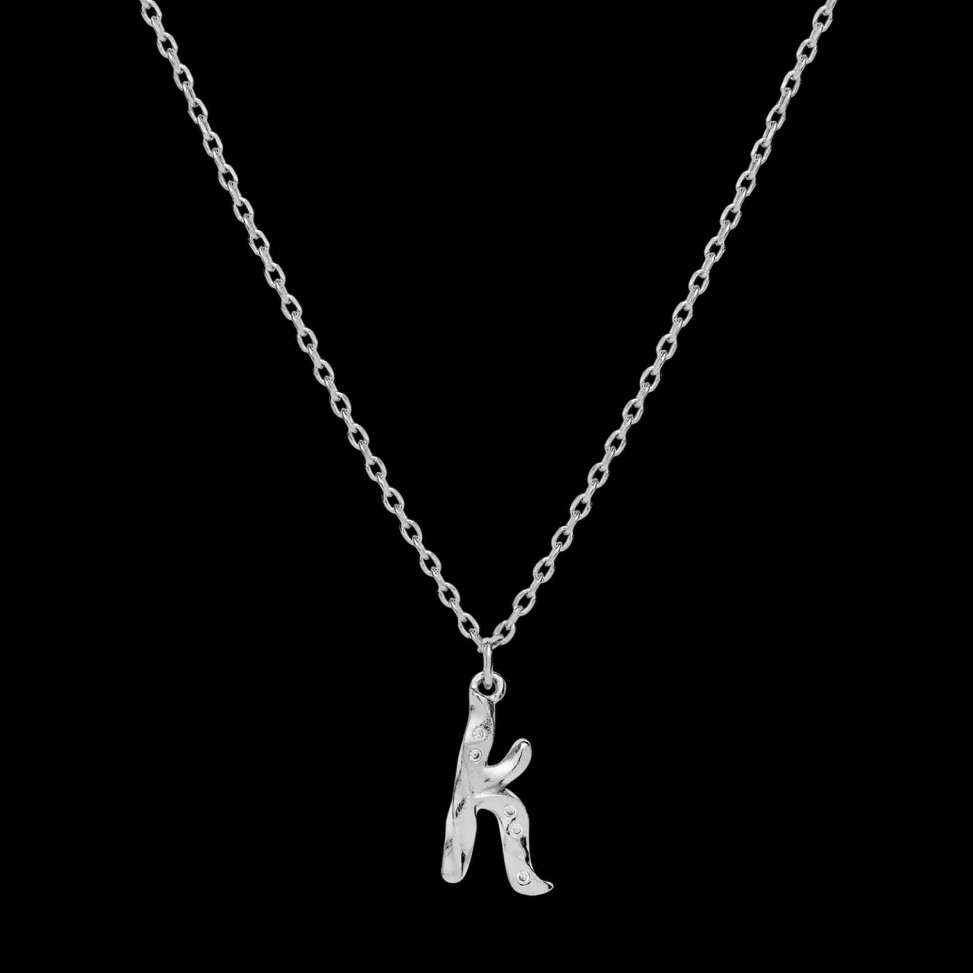 Maanesten Alphabet Letter Halskæde Sølv - Bogstavs Vedhæng A-Z