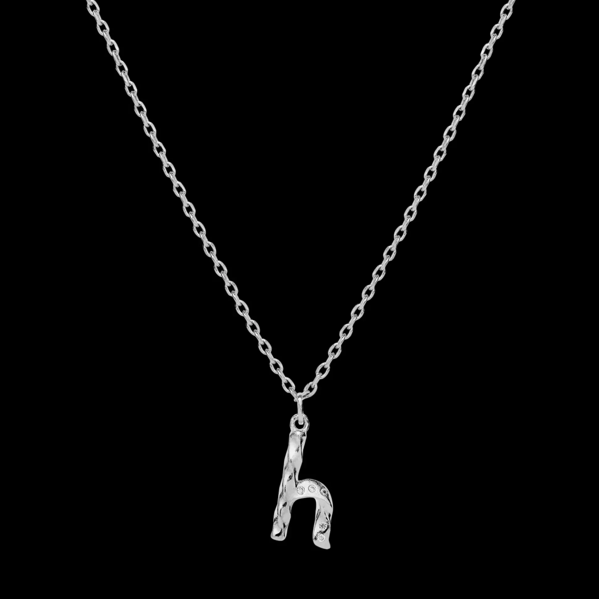 Maanesten Alphabet Letter Halskæde Sølv - Bogstavs Vedhæng A-Z