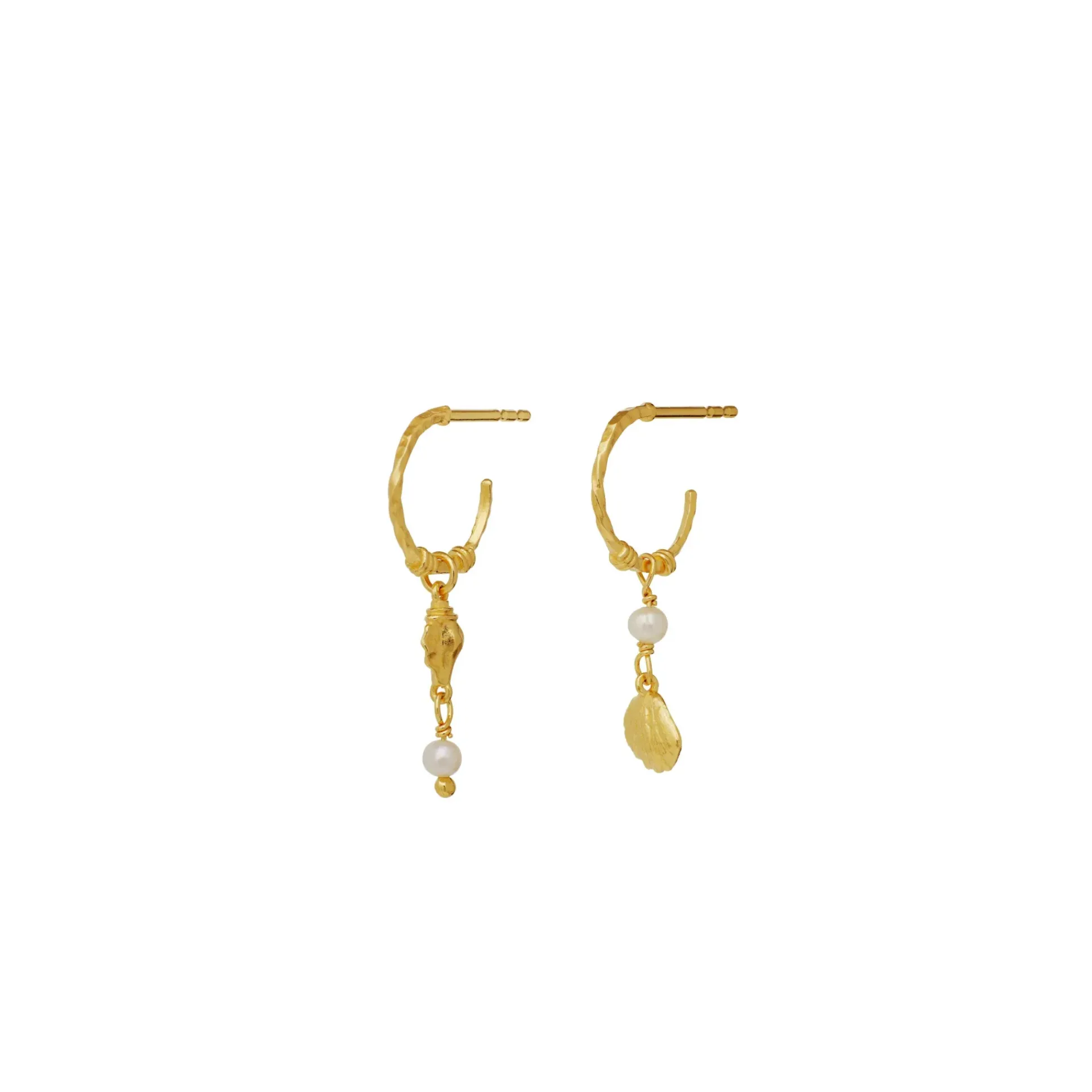 Maanesten Ophelia Forgyldte Hoops m. Muslingemotiver