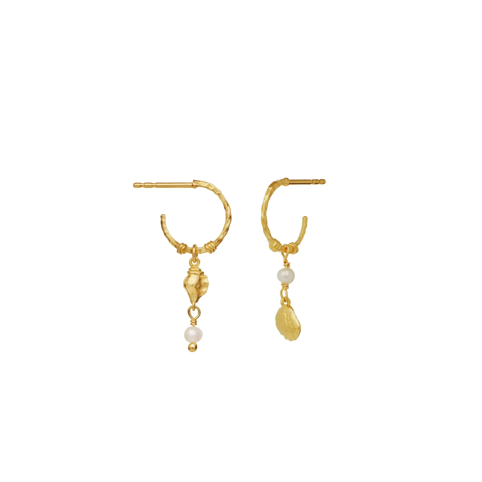 Maanesten Ophelia Forgyldte Hoops m. Muslingemotiver