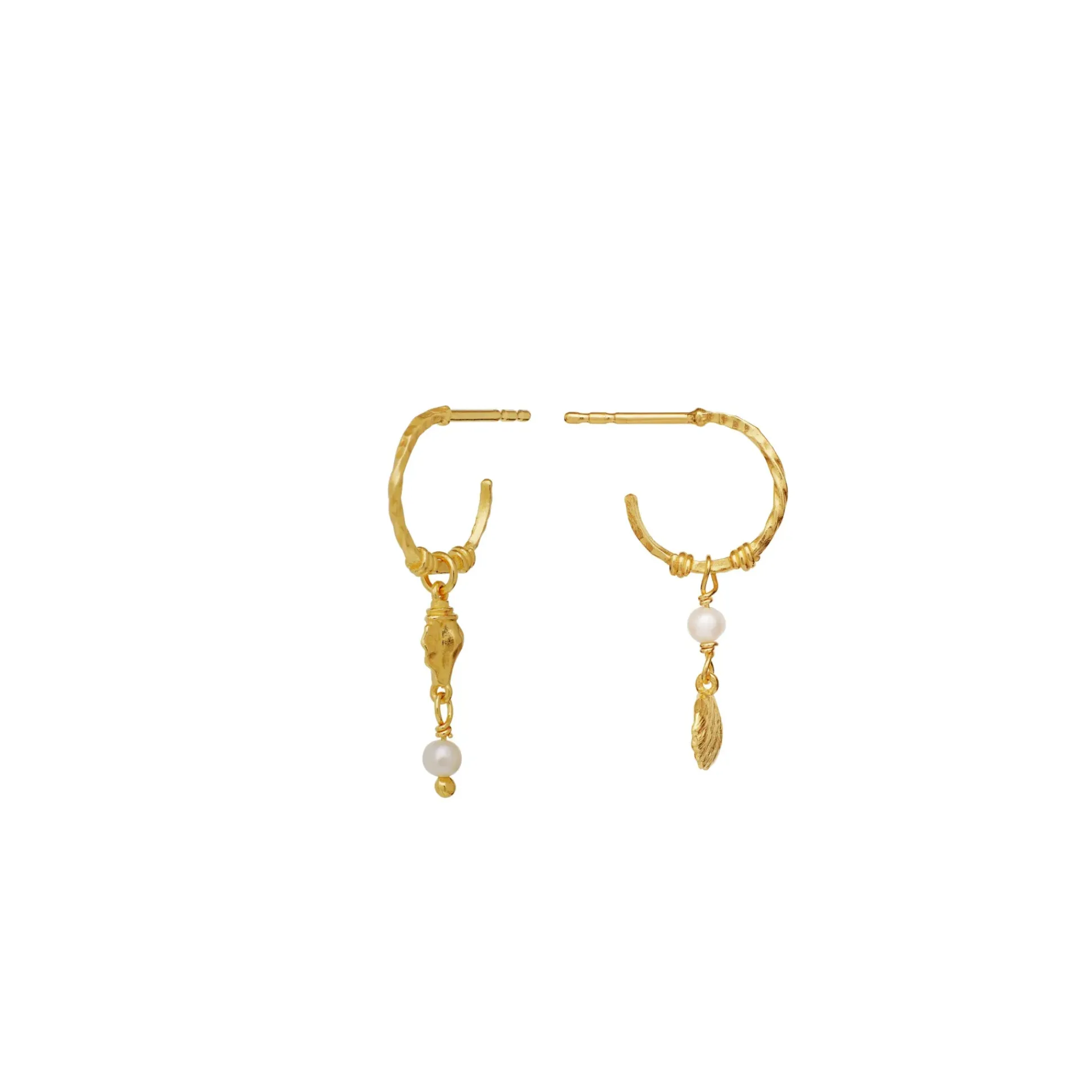 Maanesten Ophelia Forgyldte Hoops m. Muslingemotiver