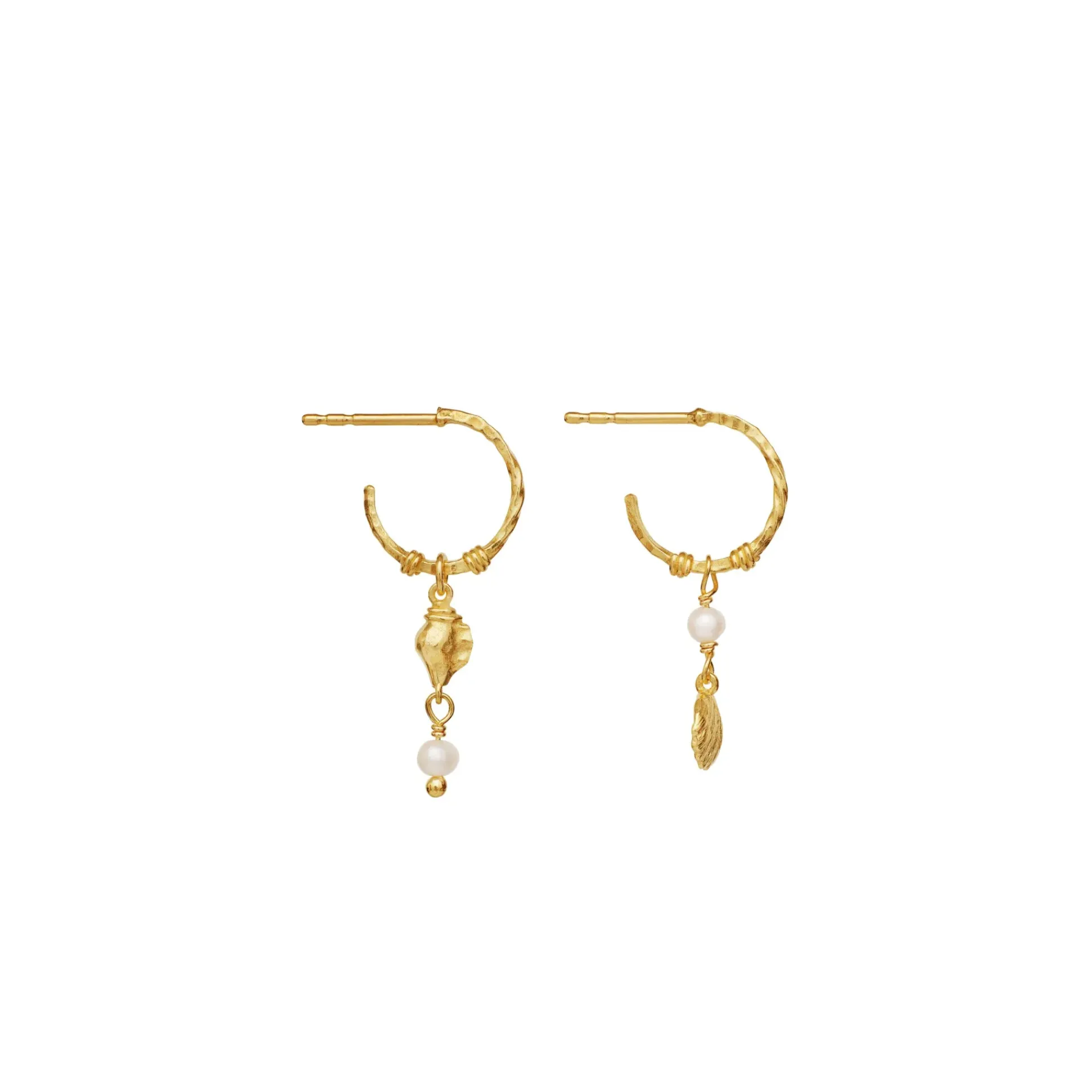 Maanesten Ophelia Forgyldte Hoops m. Muslingemotiver
