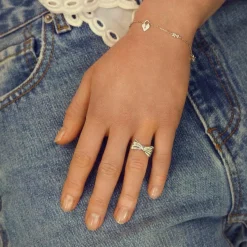 Maanesten Satin Sølv Ring Sløjfe