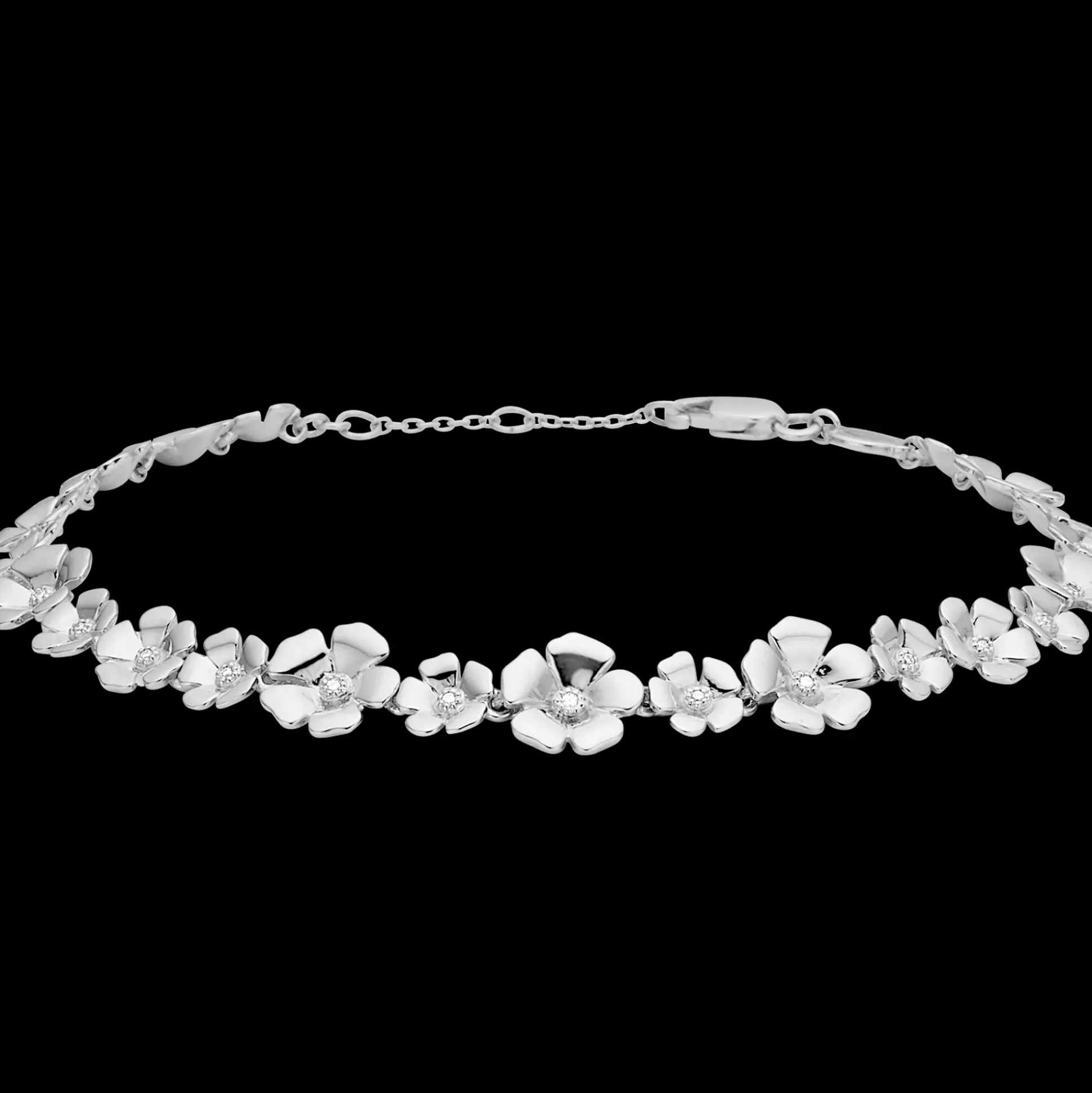 Mads Z Fleur Sølv Armbånd m. Hvid Topas