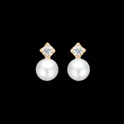 Mads Z 14kt Crown Pearl Ørestikker 0.09ct W.Si