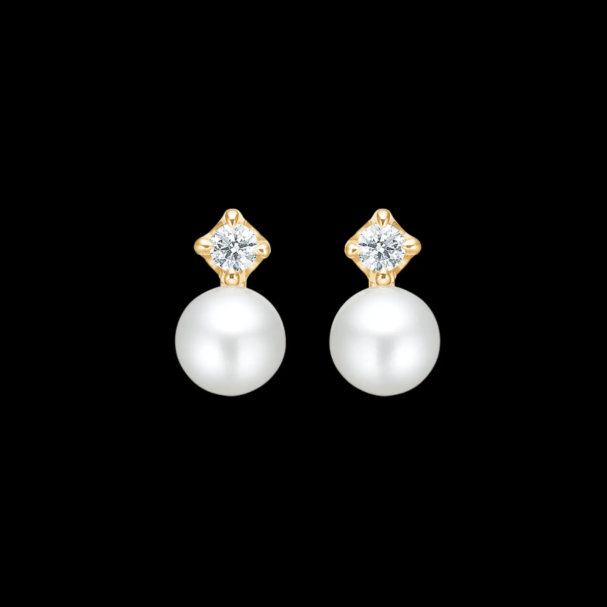 Mads Z 14kt Crown Pearl Ørestikker 0.09ct W.Si