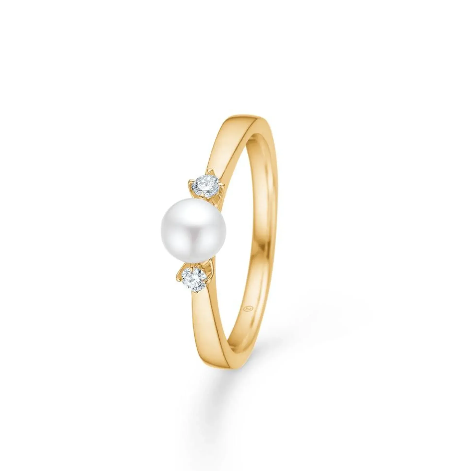 Mads Z 14kt Crown Trinity Pearl Ring 0.08ct W.Si
