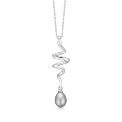 Mads Z Sølv Swirl Pearl Halskæde