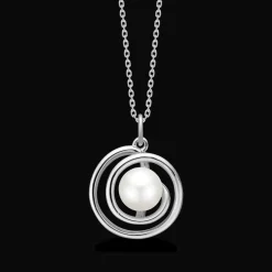 Mads Z Sølv Swirl Pearl Sølv Halskæde