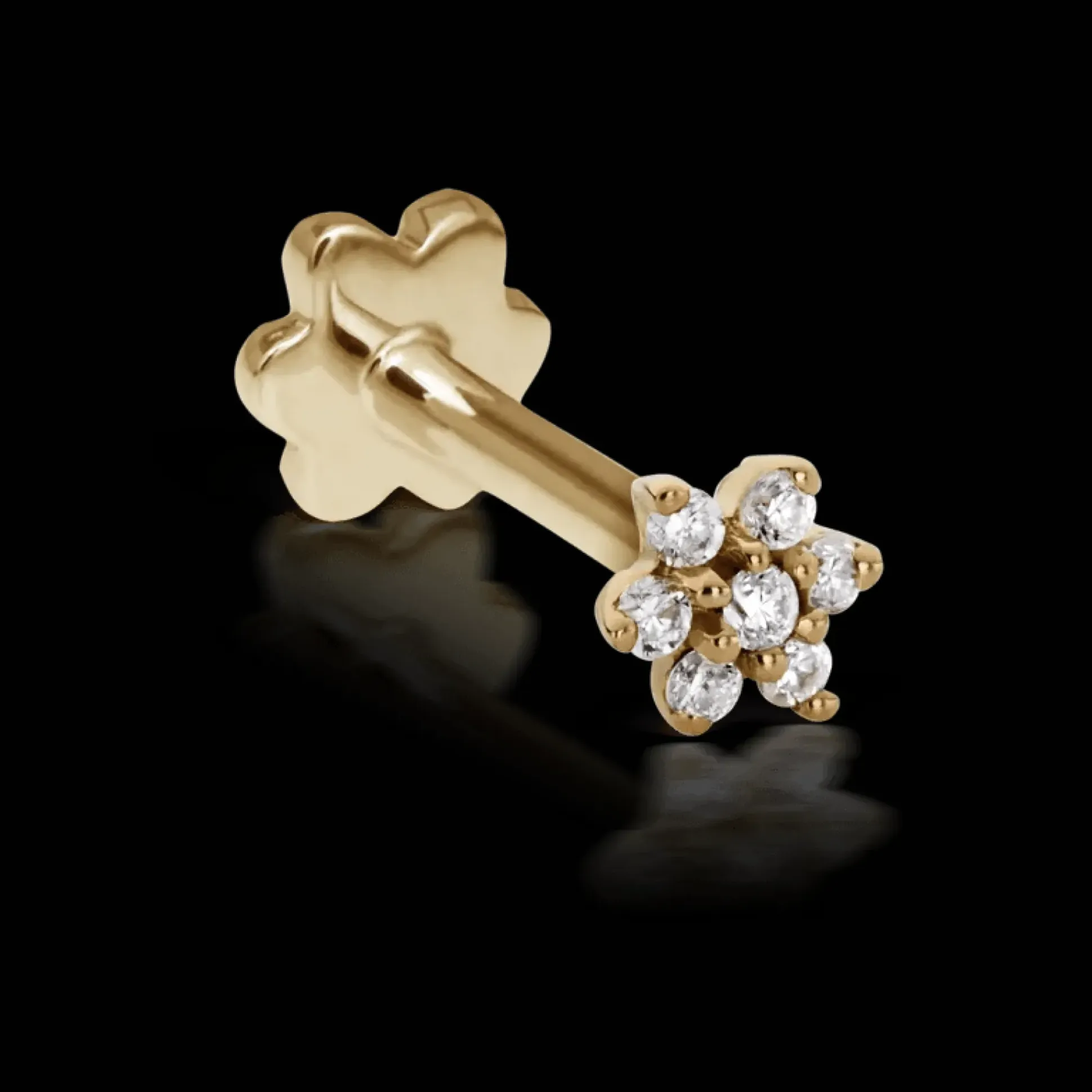 MARIA TASH Diamond Flower Treaded Stud Earring 3mm