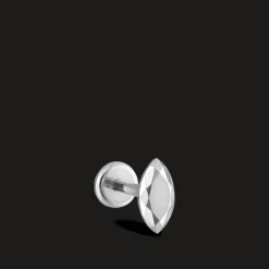 MARIA TASH 14KT Faceted White Gold Marquise Threaded Stud Earring