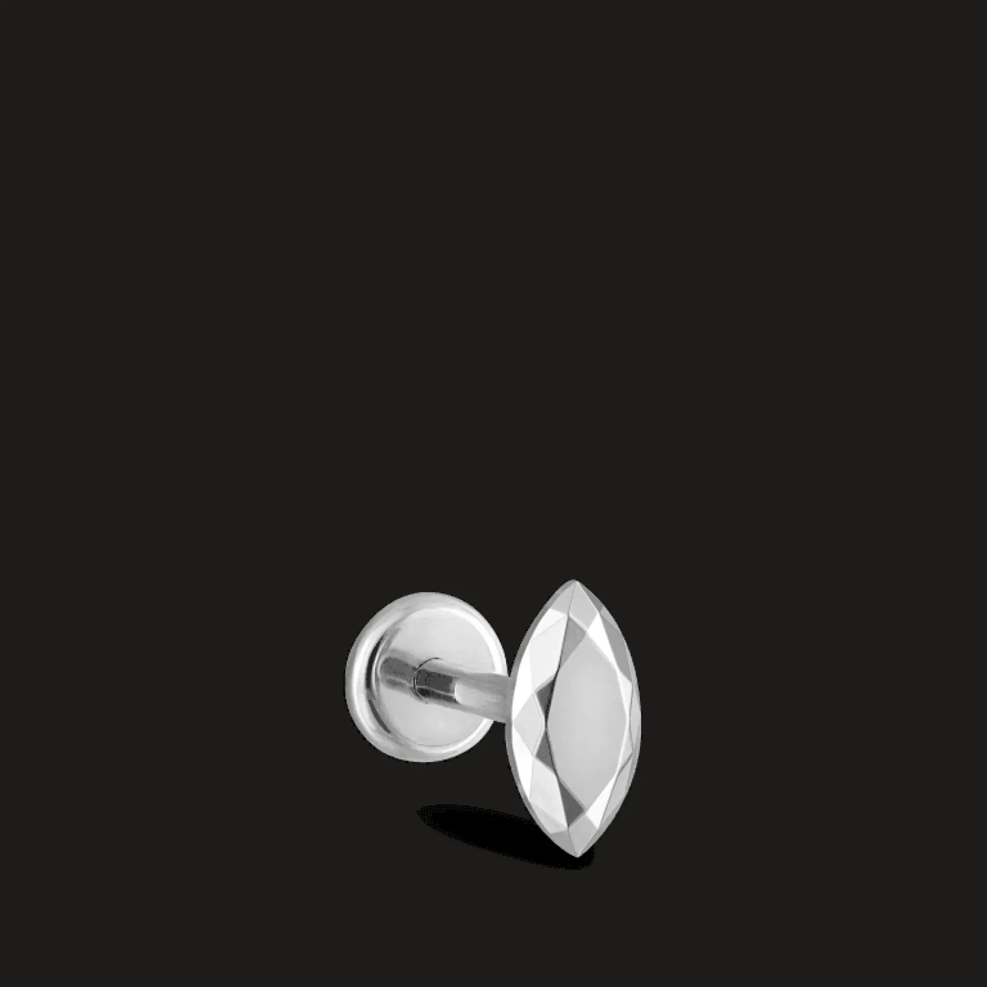 MARIA TASH 14KT Faceted White Gold Marquise Threaded Stud Earring