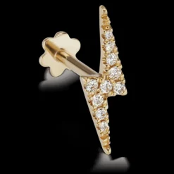 MARIA TASH 11mm Diamond Lightning Bolt Threaded Stud