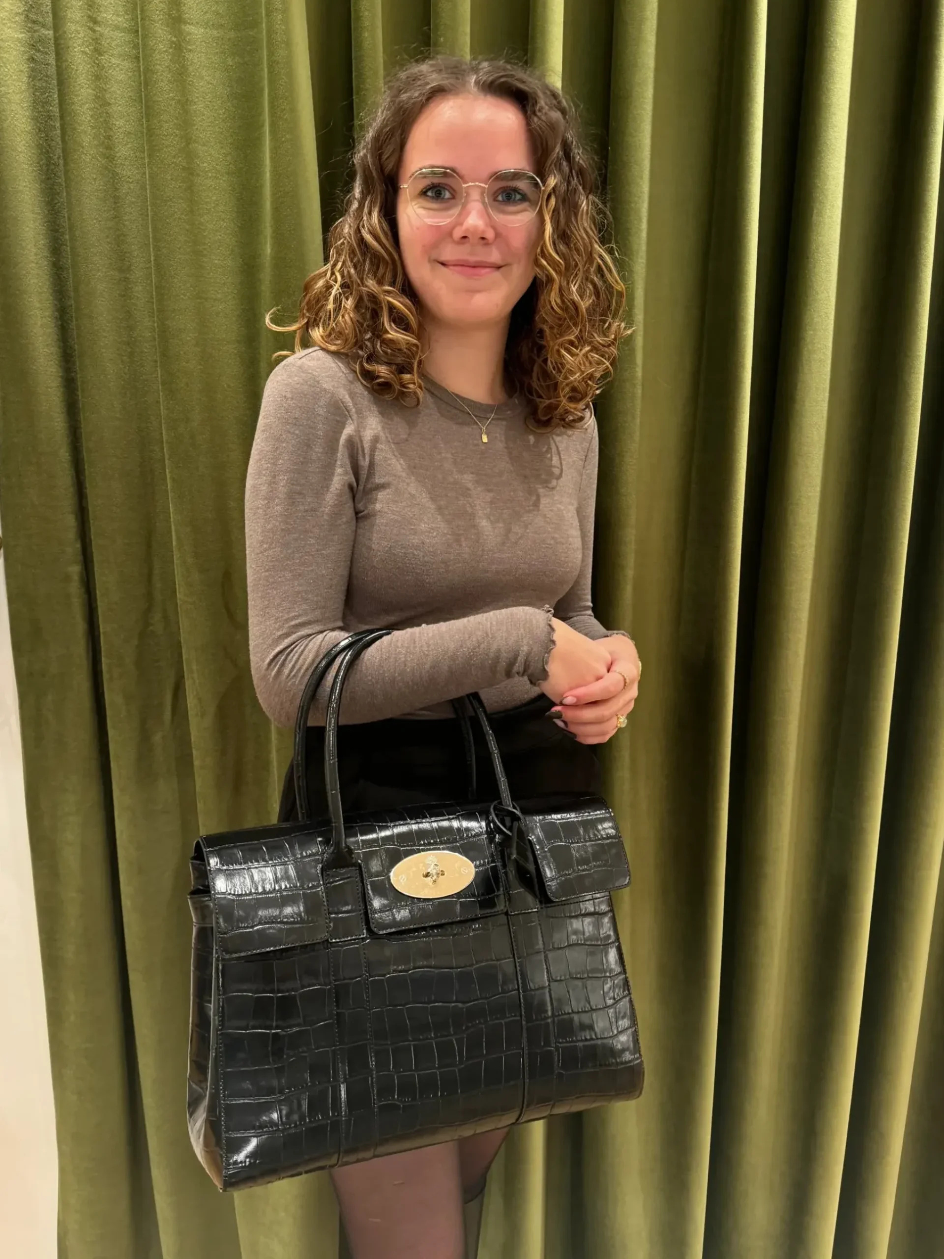 Mulberry Bayswater Croc Black
