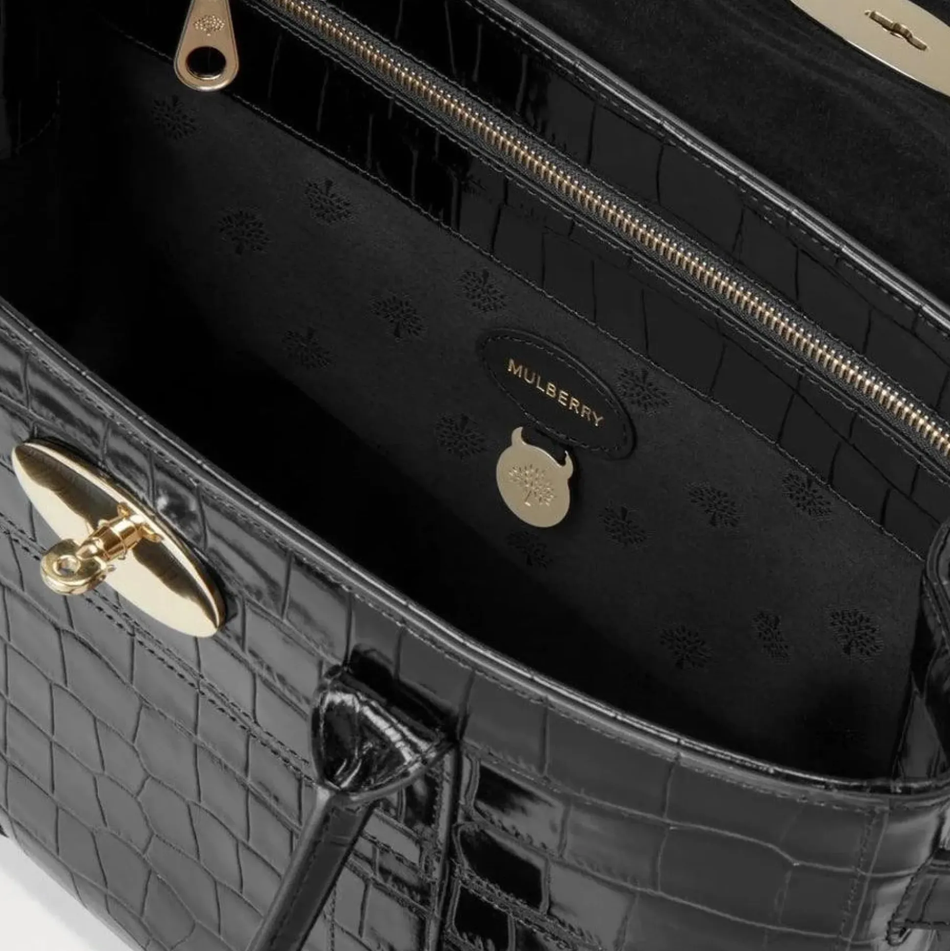Mulberry Bayswater Croc Black