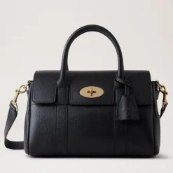 Mulberry Bayswater Satchel Black Small Classic Grain
