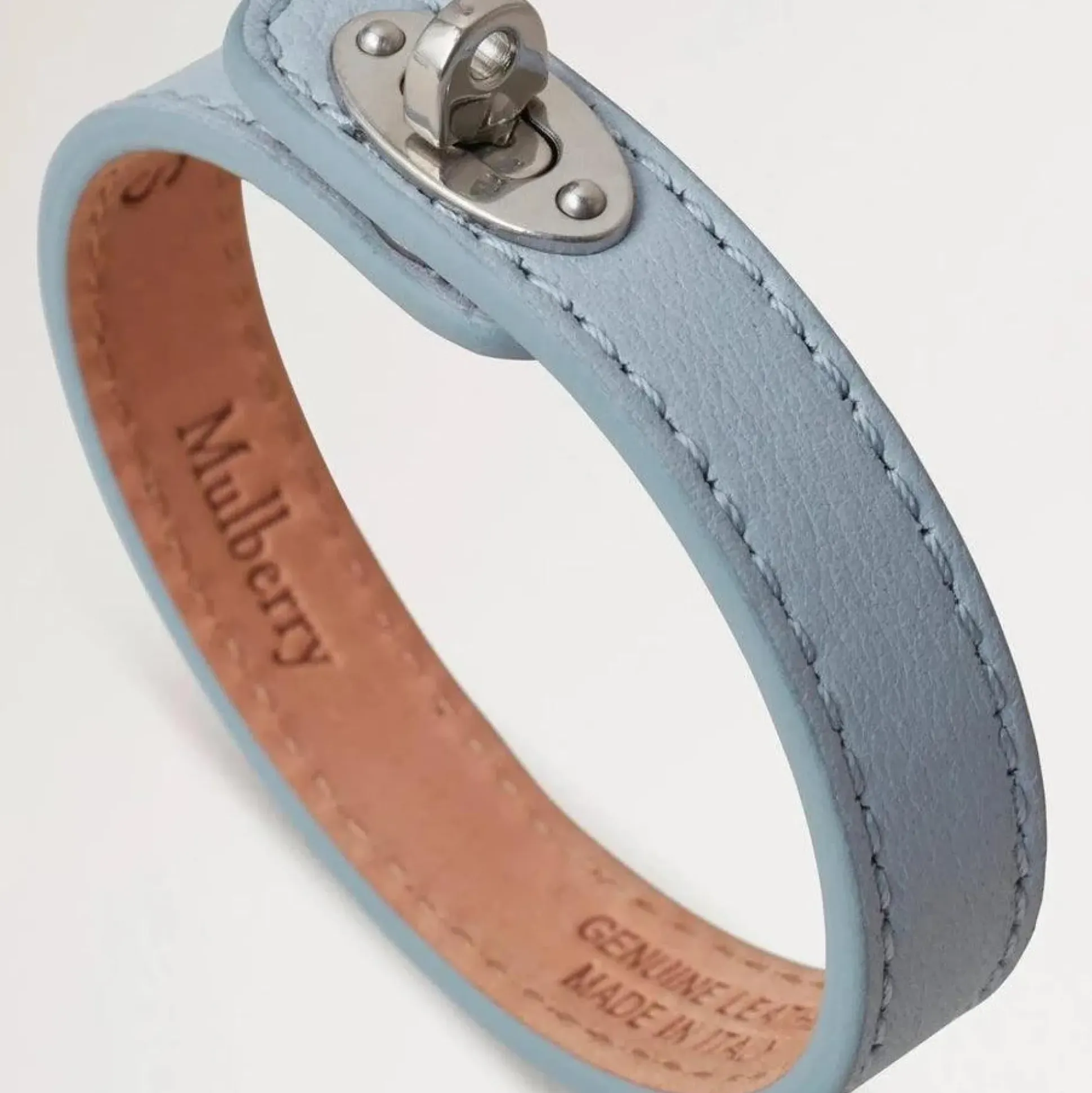 Mulberry Bayswater Thin Leather Bracelet Poplin Blue