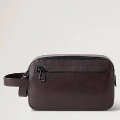 Mulberry Double Zip Wash Case Two Tone Leather Dark Chokolate
