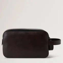 Mulberry Double Zip Wash Case Two Tone Leather Dark Chokolate