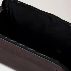 Mulberry Double Zip Wash Case Two Tone Leather Dark Chokolate