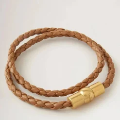 Mulberry Iris Unisex Woven Double Leather Bracelet Teak