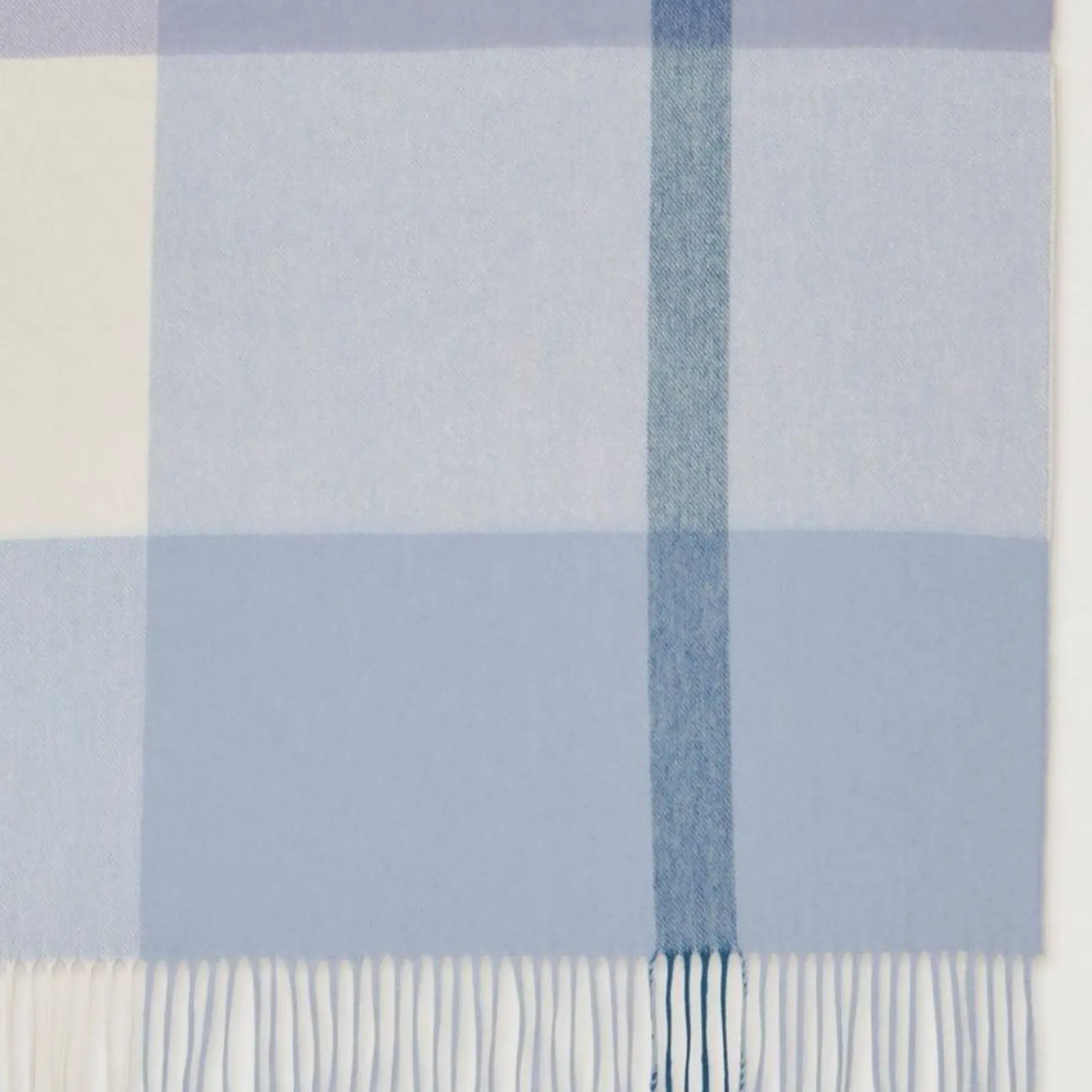Mulberry Large Check Merino Wool Scarf Poplin Blue-White